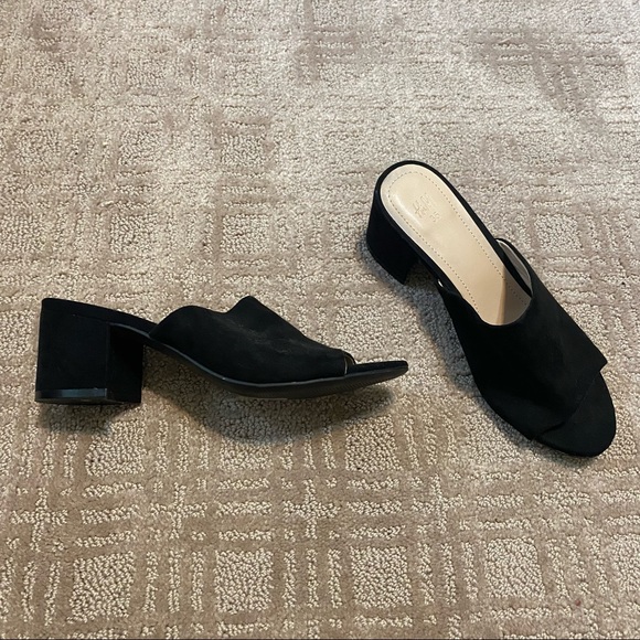 H&M Black Faux Suede Mule Heeled Sandals Size 5 (35) - Picture 2 of 15